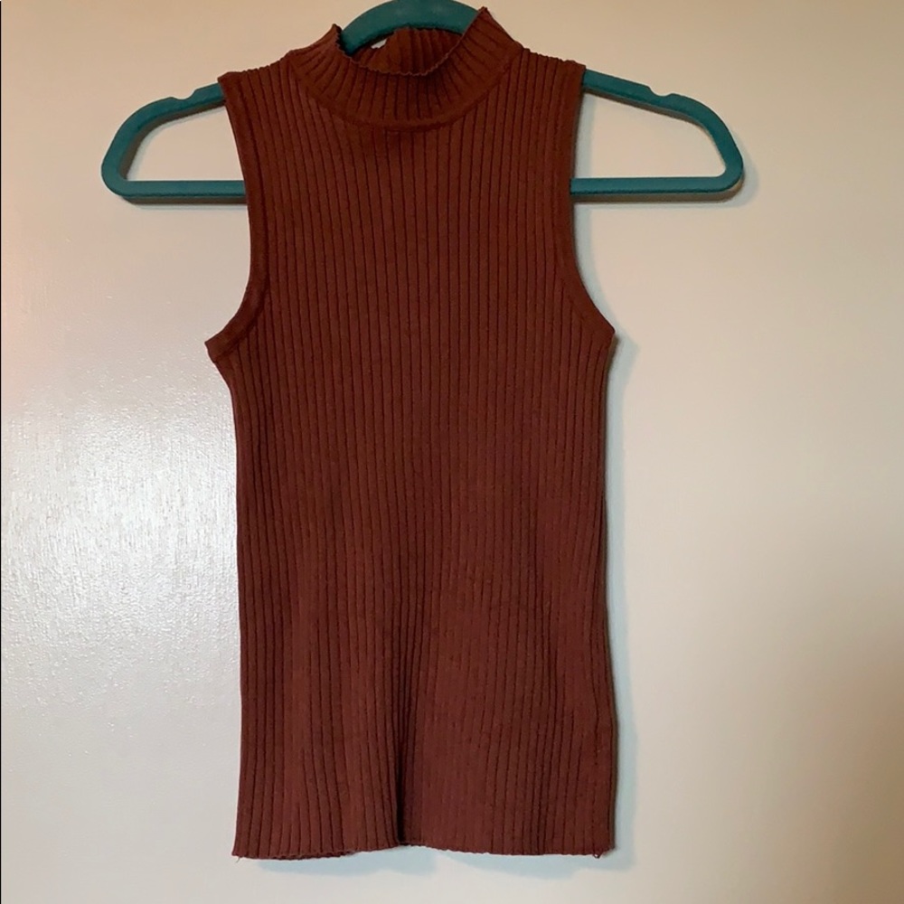 Burnt Mauve high neck Tank top